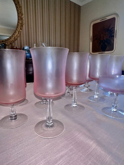 14pc set - Rainbow Pink Noritake Crystal Glasses