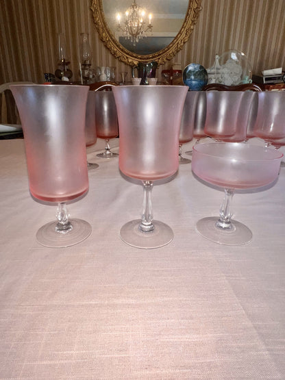 14pc set - Rainbow Pink Noritake Crystal Glasses