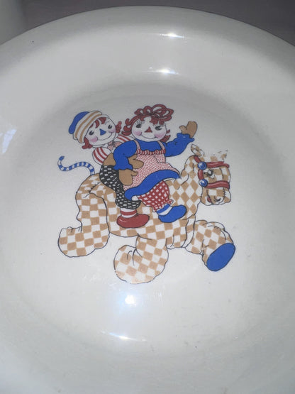 Vintage 1940s Crooksville Raggedy Ann and Andy dish set