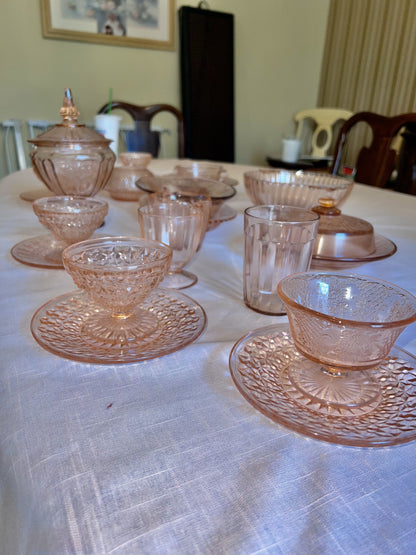 25pc set - Vintage Pink Depression Glassware