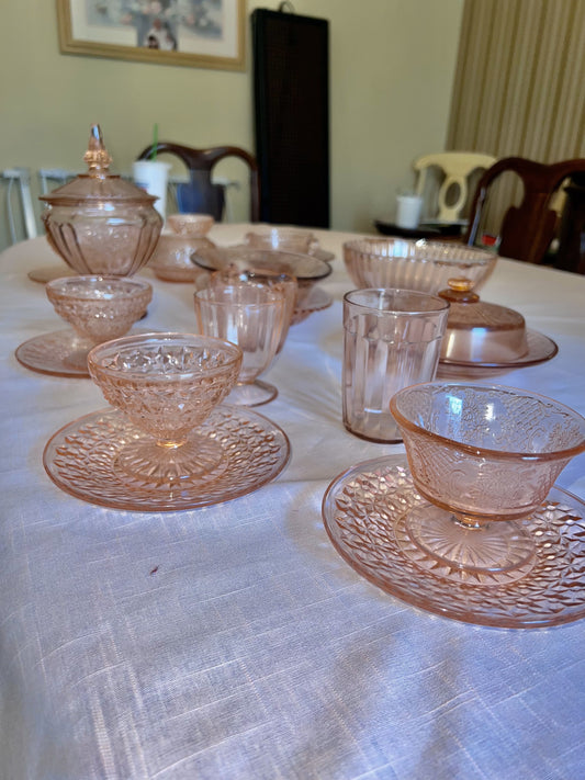 25pc set - Vintage Pink Depression Glassware