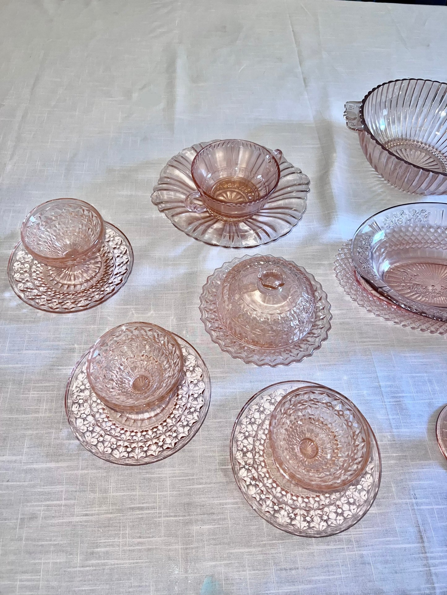 25pc set - Vintage Pink Depression Glassware