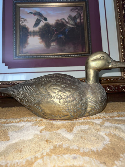 Large Solid Brass Duck