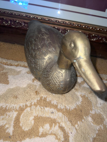 Large Solid Brass Duck