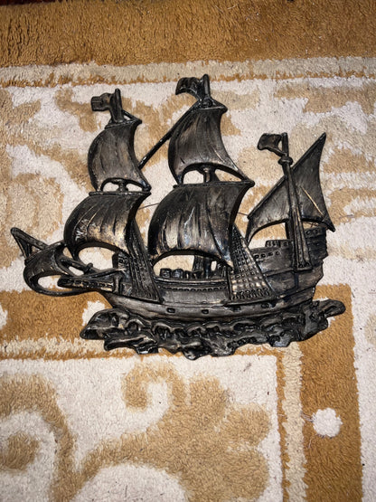 Vintage Metal Ship Wall Decor