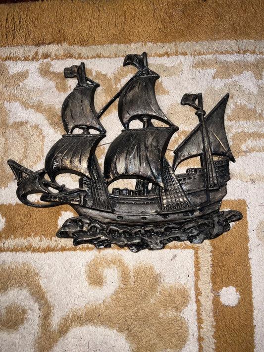 Vintage Metal Ship Wall Decor