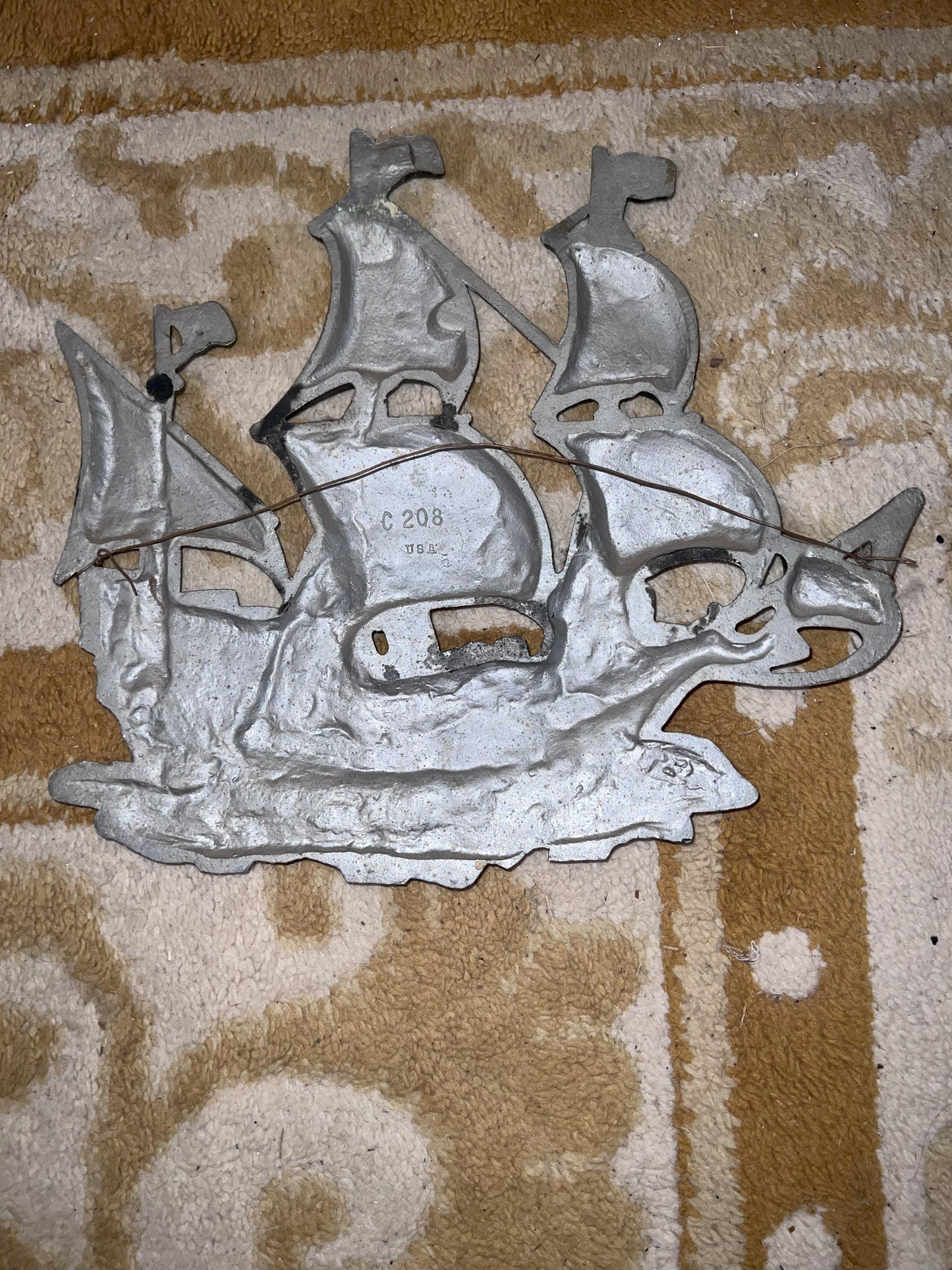 Vintage Metal Ship Wall Decor