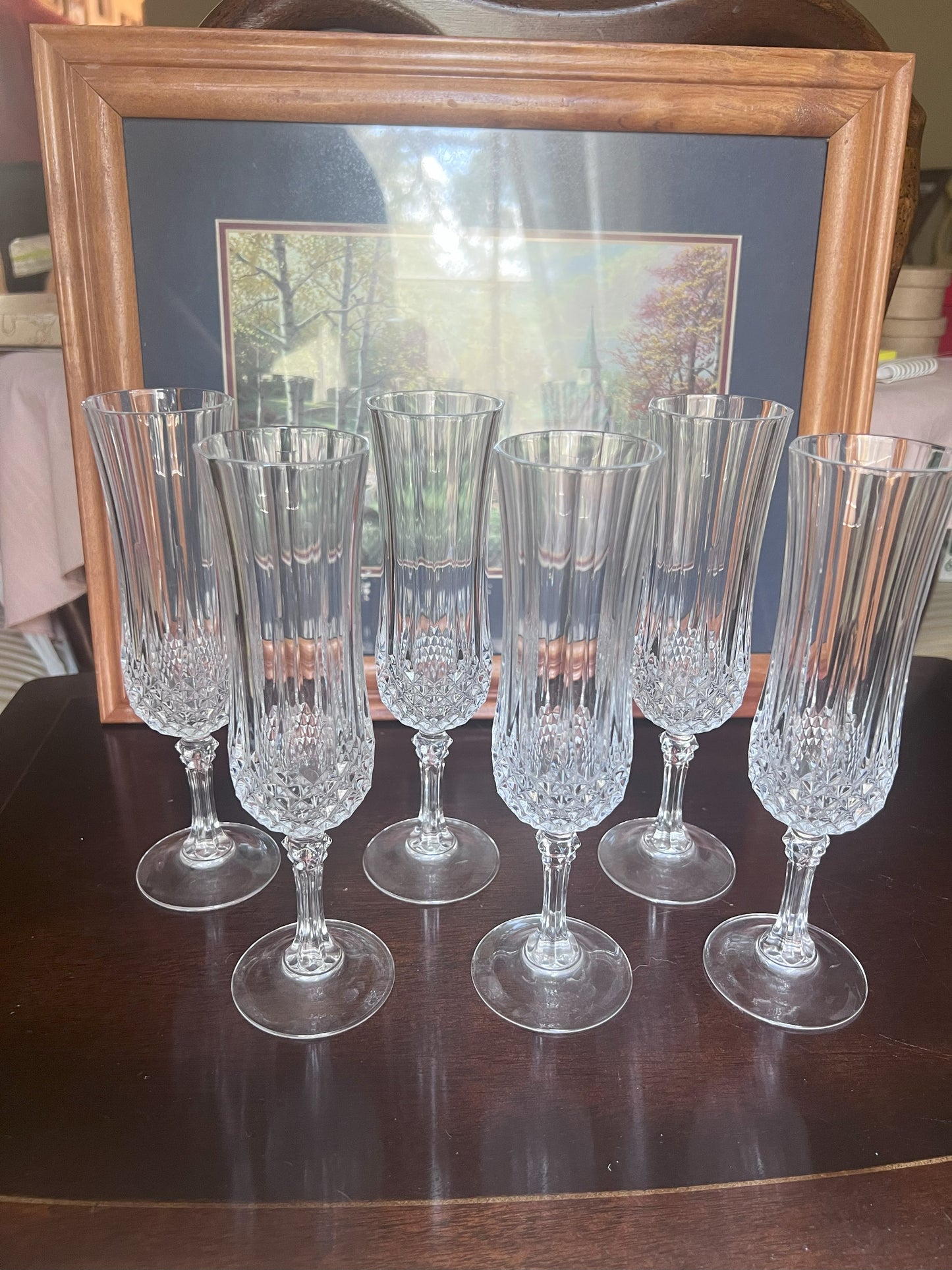 6pcs - Crystal D'Arques Longchamp Champagne Flutes