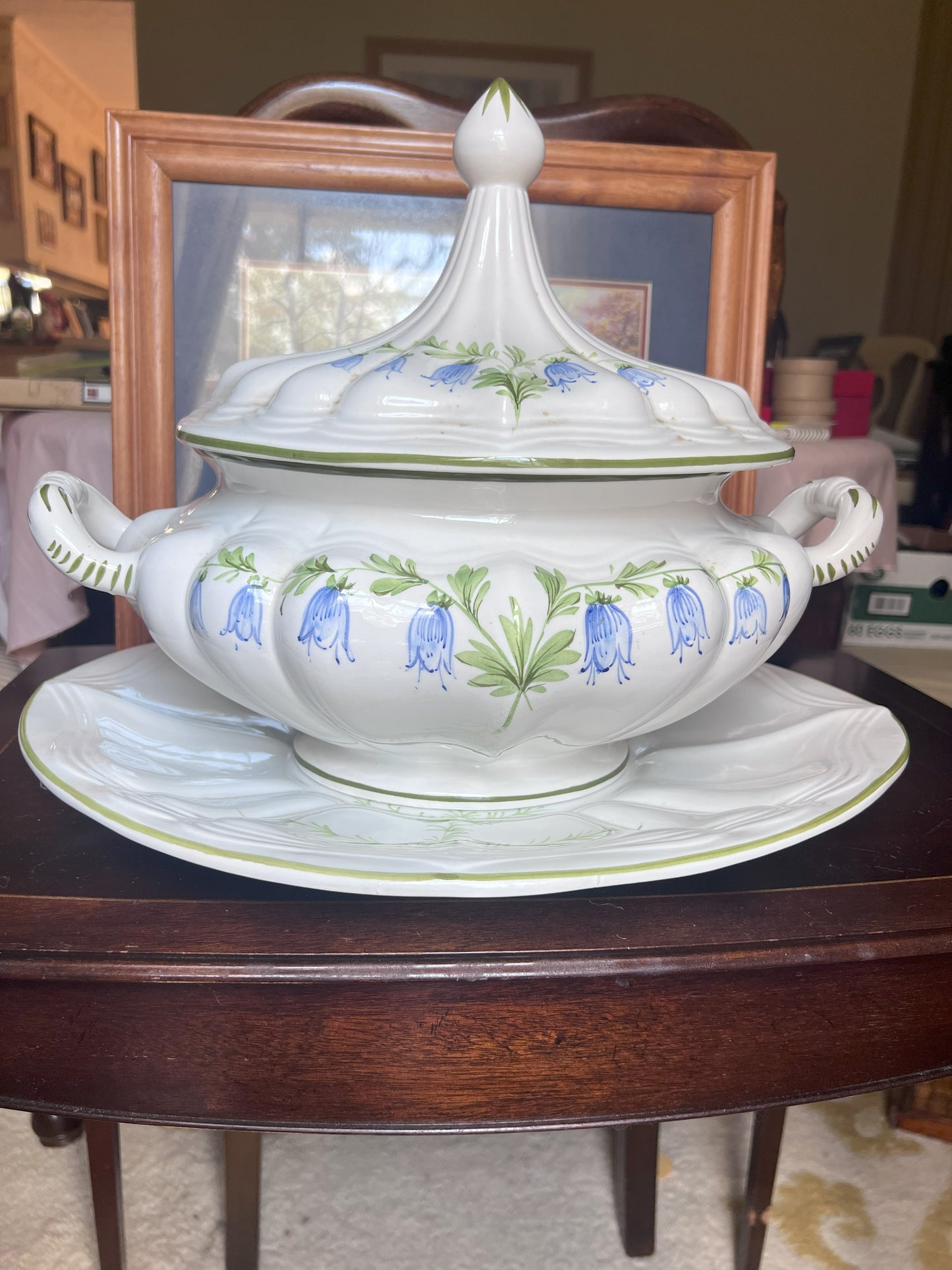 Rare Italian Hand Painted Soup Tureen Dish Set by Nora Fenton