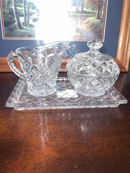 Vintage Bohemia Creamer & Sugar Tray Set